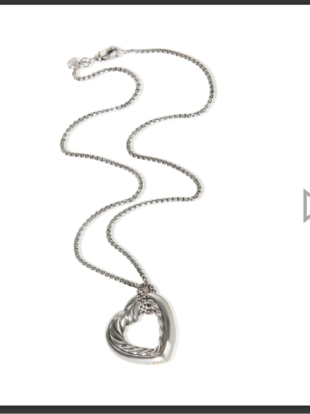 David Yurman Silver Cable Heart Pendant Necklace - Picture 2 of 13